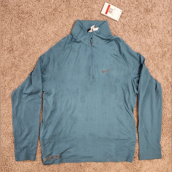 Nike Therma-FIT Run Division Mens Teal Quarter Zip Running Size LARGE DV9287-379 - Picture 1 of 5